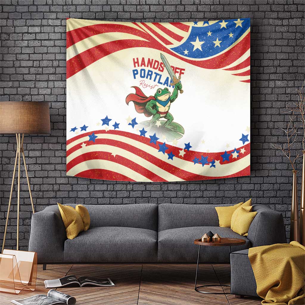 Hands Off Portland Tapestry Resist Frog - Wonder Print Shop