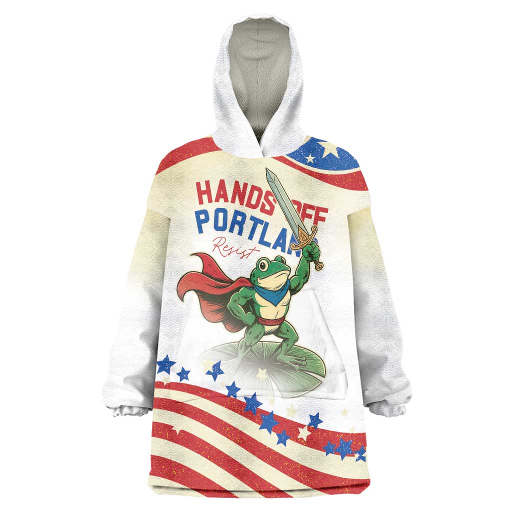 Hands Off Portland Wearable Blanket Hoodie Resist Frog - Wonder Print Shop