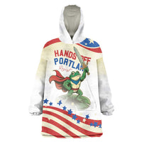 Hands Off Portland Wearable Blanket Hoodie Resist Frog - Wonder Print Shop