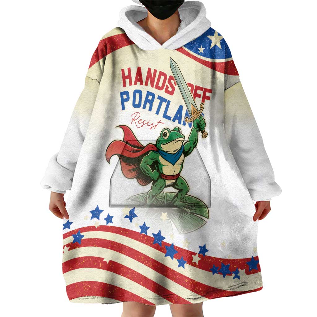Hands Off Portland Wearable Blanket Hoodie Resist Frog - Wonder Print Shop