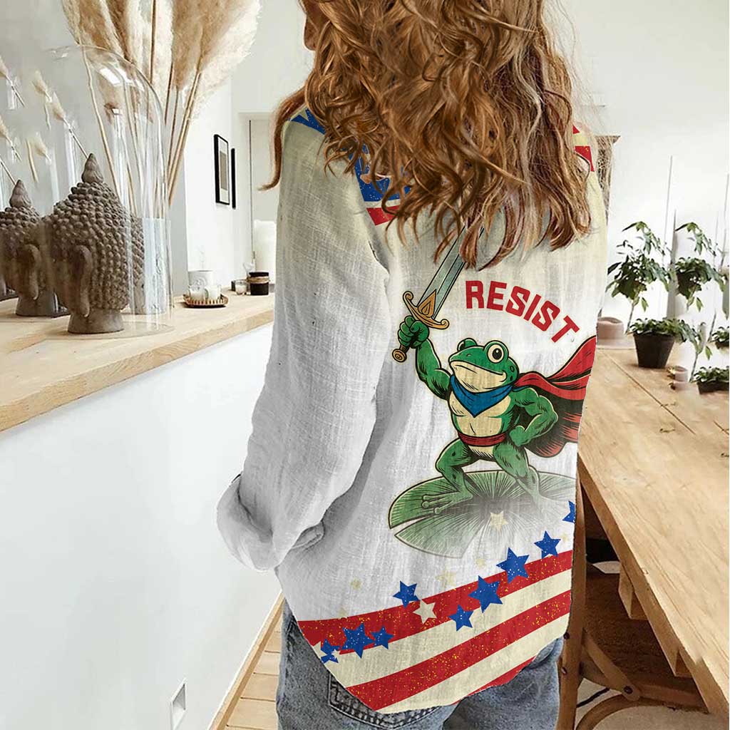 Hands Off Portland Women Casual Shirt Resist Frog - Wonder Print Shop