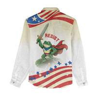 Hands Off Portland Women Casual Shirt Resist Frog - Wonder Print Shop