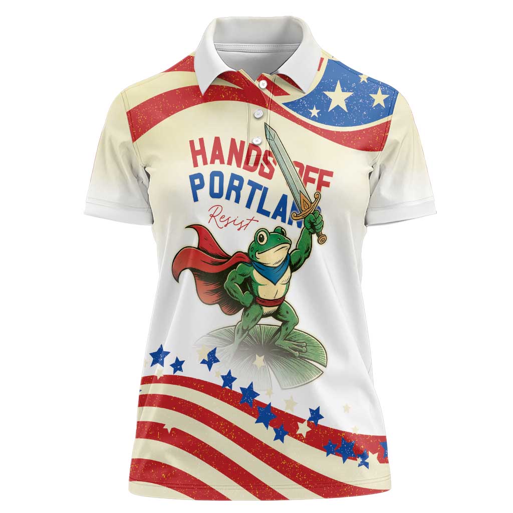 Hands Off Portland Women Polo Shirt Resist Frog - Wonder Print Shop