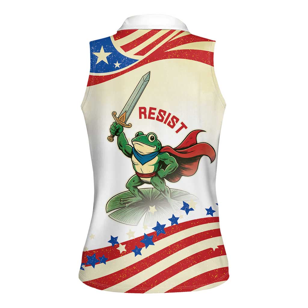 Hands Off Portland Women Sleeveless Polo Shirt Resist Frog - Wonder Print Shop