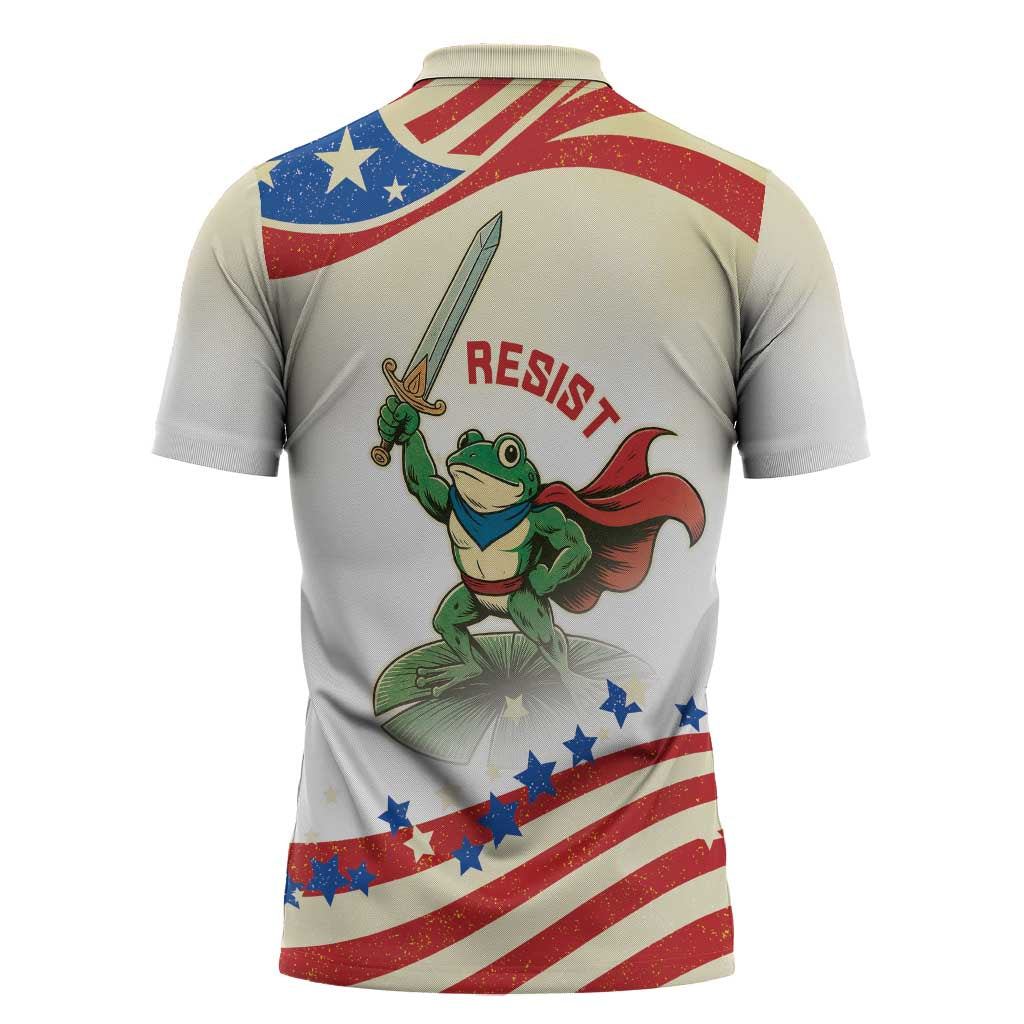 Hands Off Portland Zipper Polo Shirt Resist Frog - Wonder Print Shop