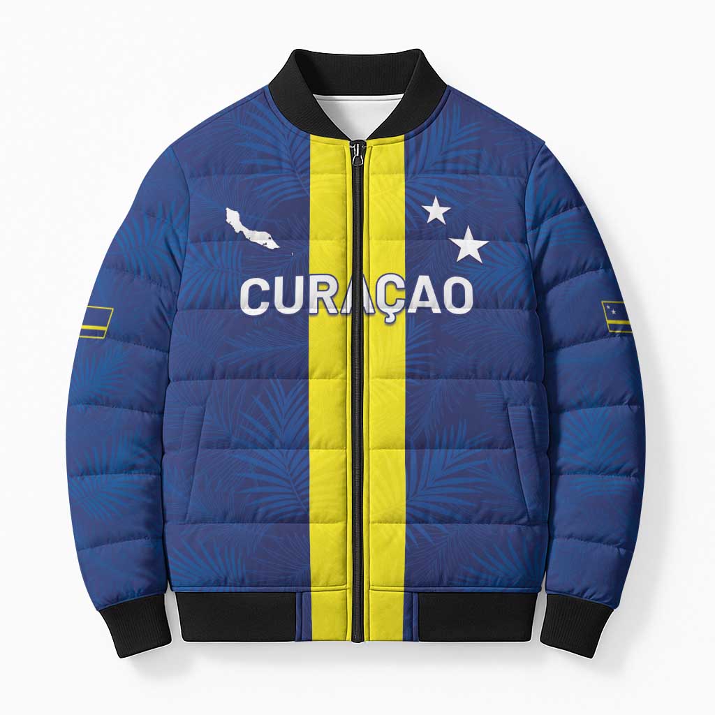 Custom Curacao Football Bomber Puffer Jacket Go Champions Flag Style - Wonder Print Shop