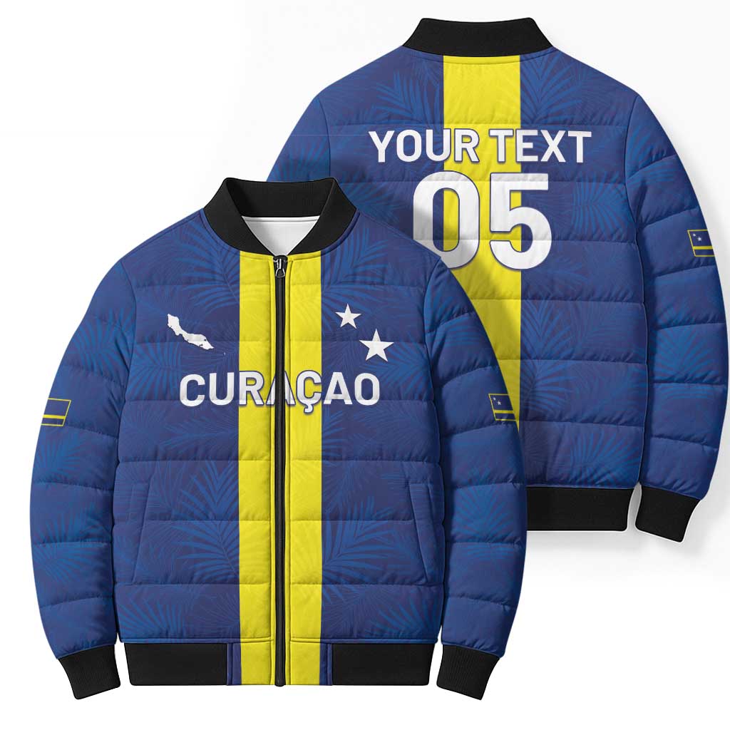 Custom Curacao Football Bomber Puffer Jacket Go Champions Flag Style - Wonder Print Shop