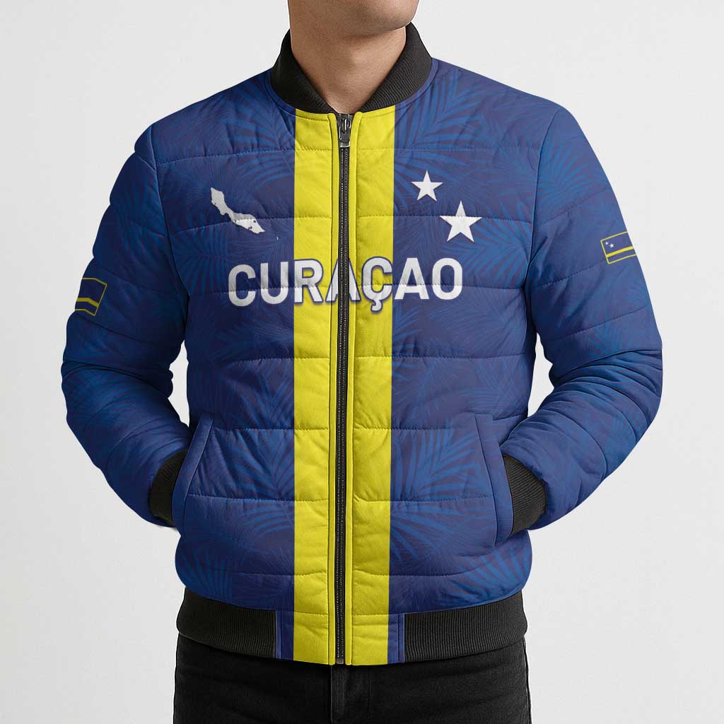Custom Curacao Football Bomber Puffer Jacket Go Champions Flag Style - Wonder Print Shop