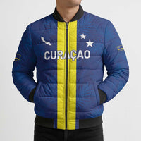Custom Curacao Football Bomber Puffer Jacket Go Champions Flag Style - Wonder Print Shop