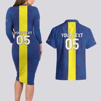 Custom Curacao Football Couples Matching Long Sleeve Bodycon Dress and Hawaiian Shirt Go Champions Flag Style - Wonder Print Shop