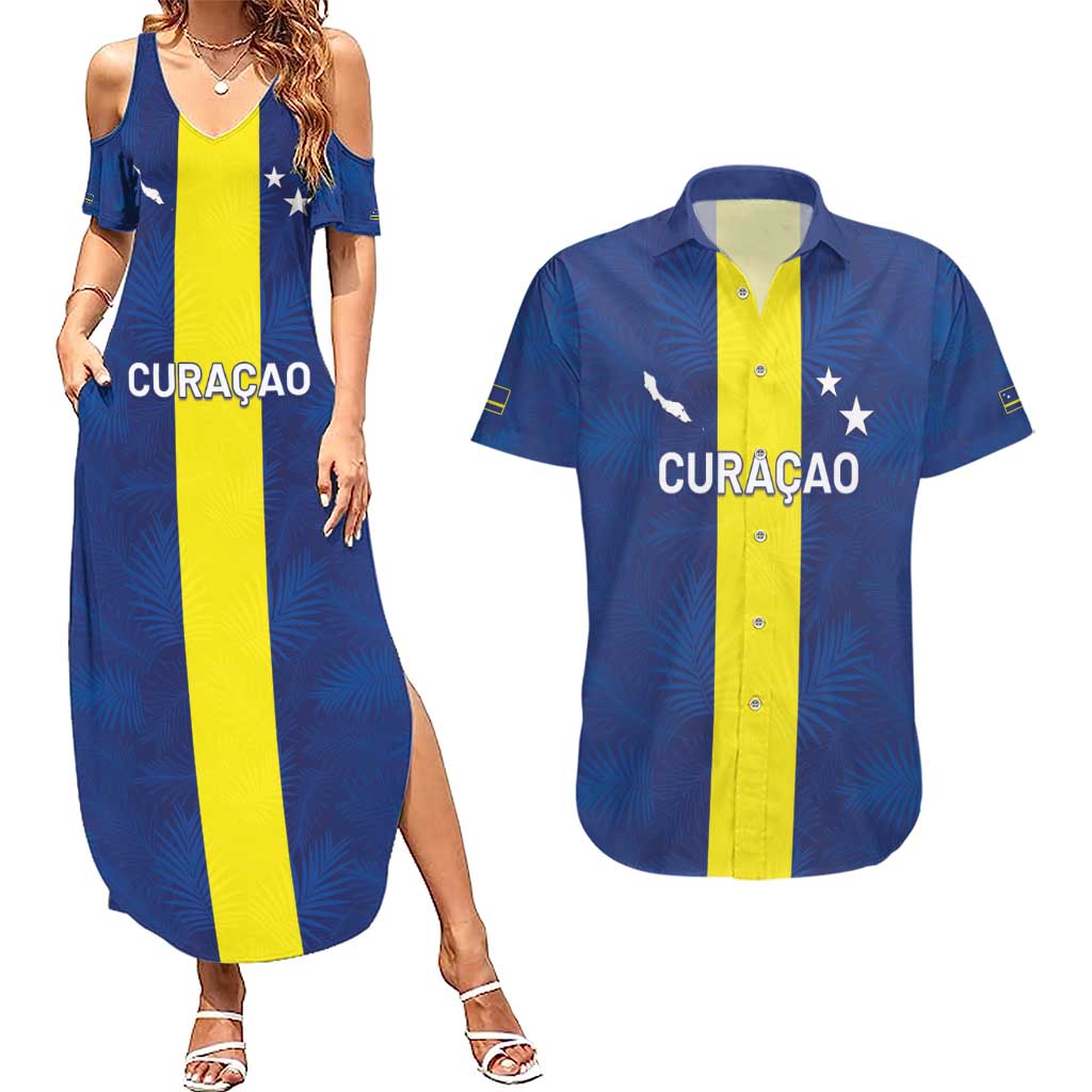 Custom Curacao Football Couples Matching Summer Maxi Dress and Hawaiian Shirt Go Champions Flag Style - Wonder Print Shop