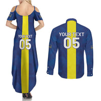 Custom Curacao Football Couples Matching Summer Maxi Dress and Long Sleeve Button Shirt Go Champions Flag Style - Wonder Print Shop