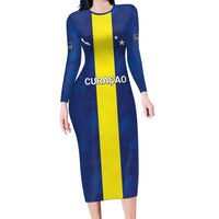 Custom Curacao Football Family Matching Long Sleeve Bodycon Dress and Hawaiian Shirt Go Champions Flag Style - Wonder Print Shop