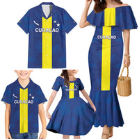 Custom Curacao Football Family Matching Mermaid Dress and Hawaiian Shirt Go Champions Flag Style - Wonder Print Shop