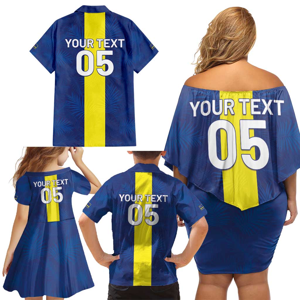 Custom Curacao Football Family Matching Off Shoulder Short Dress and Hawaiian Shirt Go Champions Flag Style - Wonder Print Shop