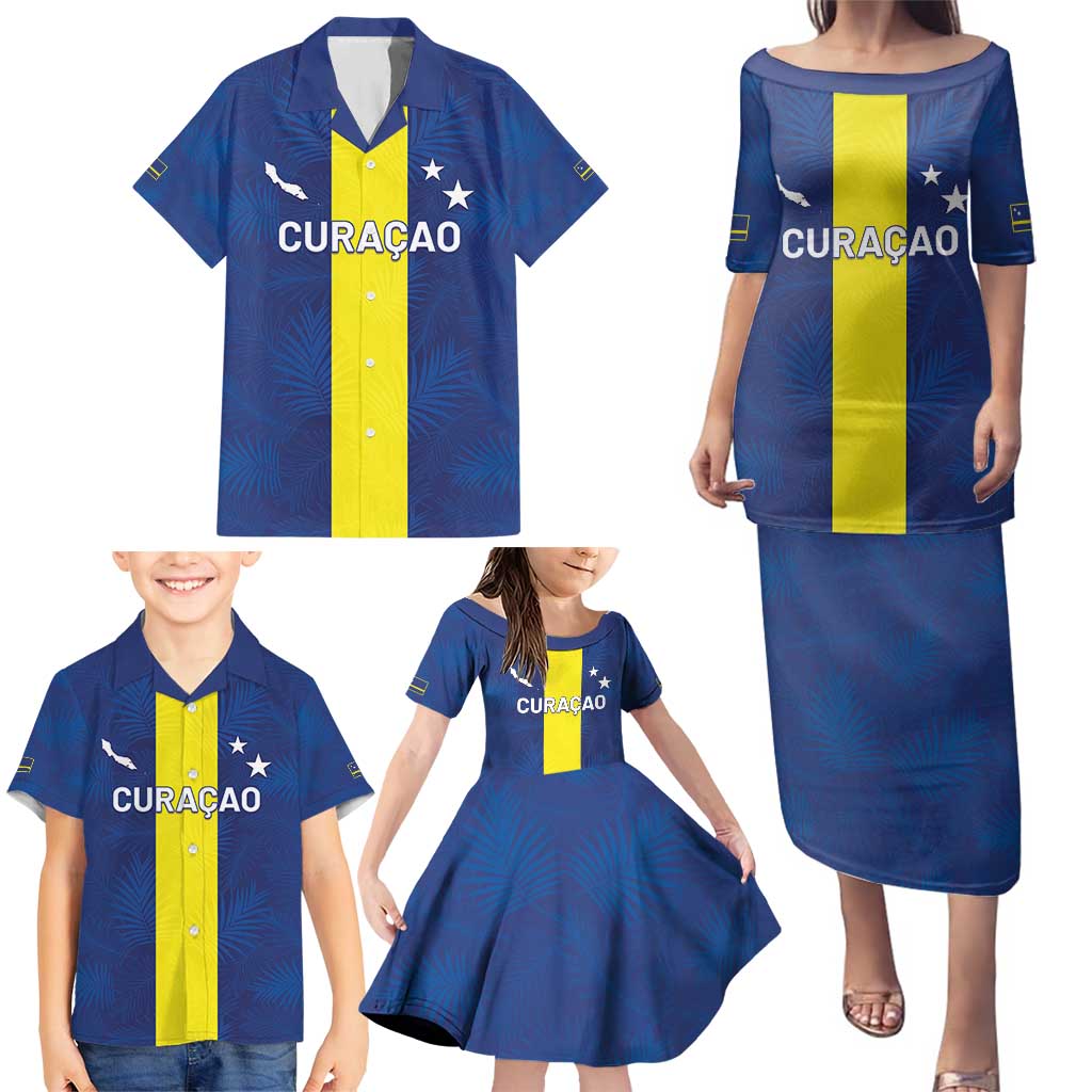 Custom Curacao Football Family Matching Puletasi and Hawaiian Shirt Go Champions Flag Style - Wonder Print Shop