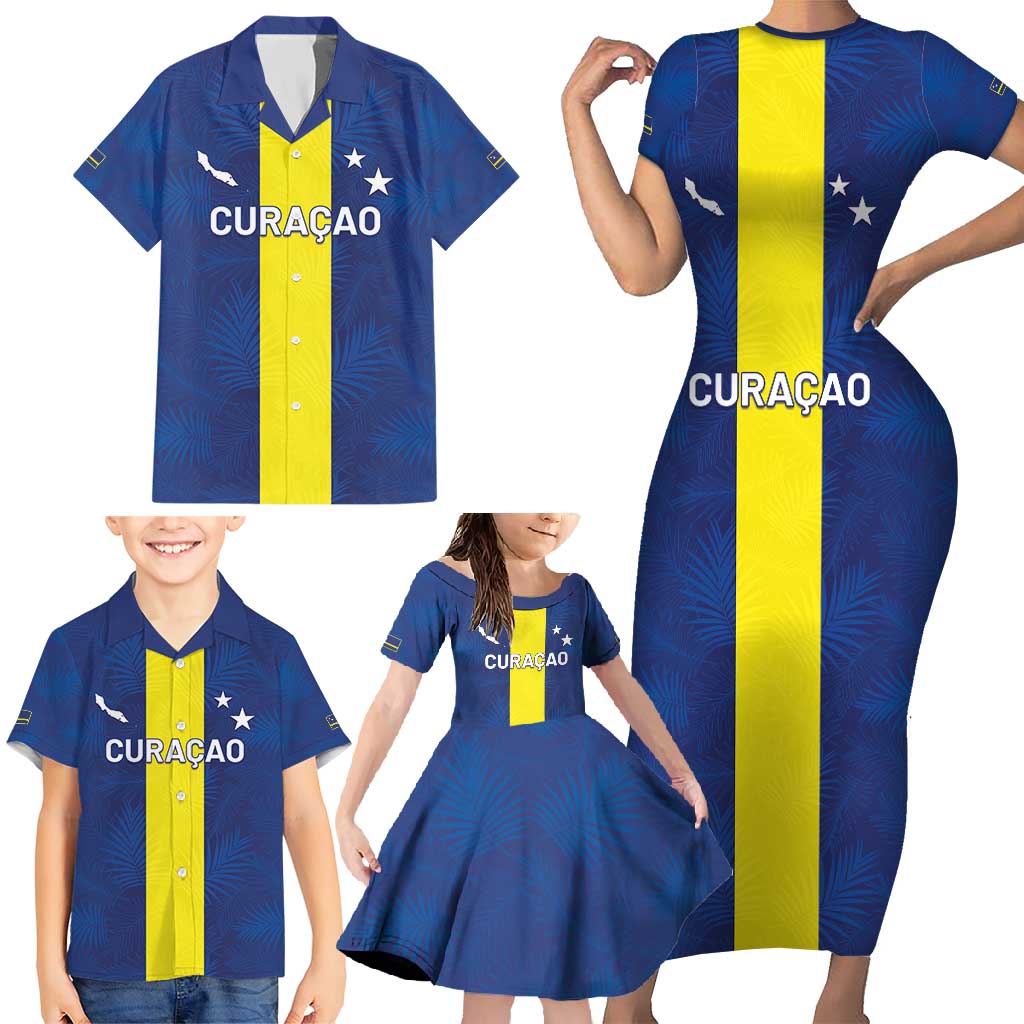 Custom Curacao Football Family Matching Short Sleeve Bodycon Dress and Hawaiian Shirt Go Champions Flag Style - Wonder Print Shop
