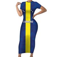Custom Curacao Football Family Matching Short Sleeve Bodycon Dress and Hawaiian Shirt Go Champions Flag Style - Wonder Print Shop