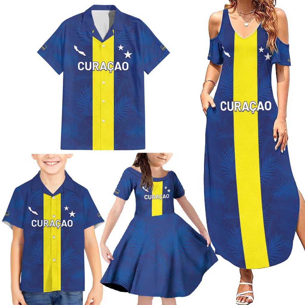 Custom Curacao Football Family Matching Summer Maxi Dress and Hawaiian Shirt Go Champions Flag Style - Wonder Print Shop