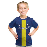 Custom Curacao Football Kid T Shirt Go Champions Flag Style - Wonder Print Shop