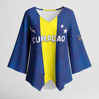 Custom Curacao Football Kimono Sleeve Blouse Go Champions Flag Style - Wonder Print Shop