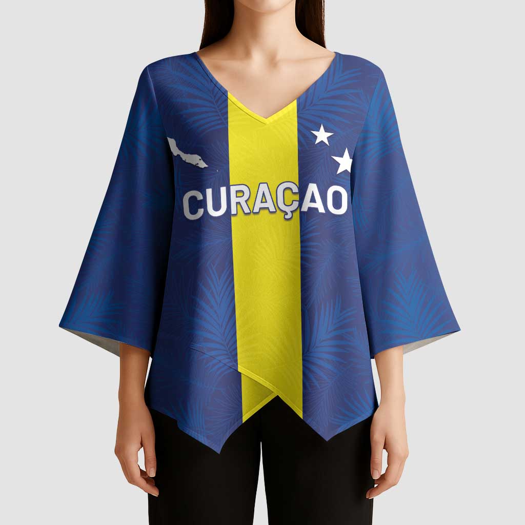 Custom Curacao Football Kimono Sleeve Blouse Go Champions Flag Style - Wonder Print Shop