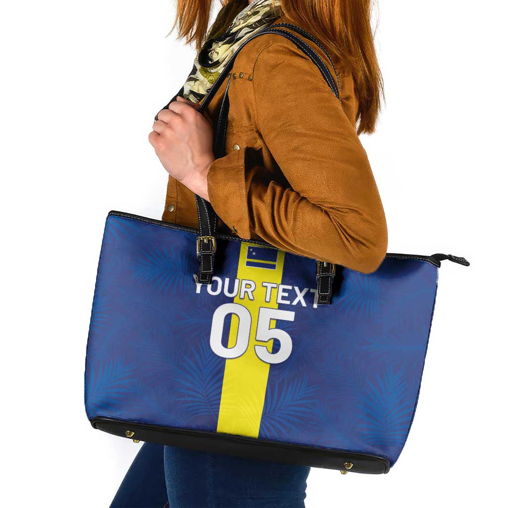 Custom Curacao Football Leather Tote Bag Go Champions Flag Style - Wonder Print Shop