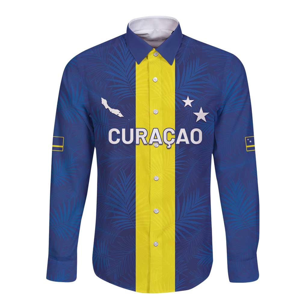 Custom Curacao Football Long Sleeve Button Shirt Go Champions Flag Style - Wonder Print Shop