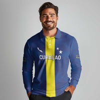 Custom Curacao Football Long Sleeve Polo Shirt Go Champions Flag Style - Wonder Print Shop