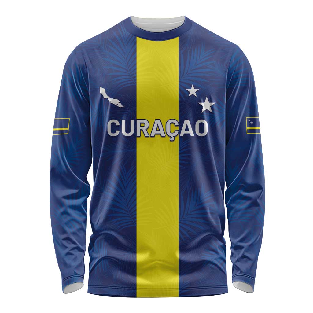 Custom Curacao Football Long Sleeve Shirt Go Champions Flag Style - Wonder Print Shop