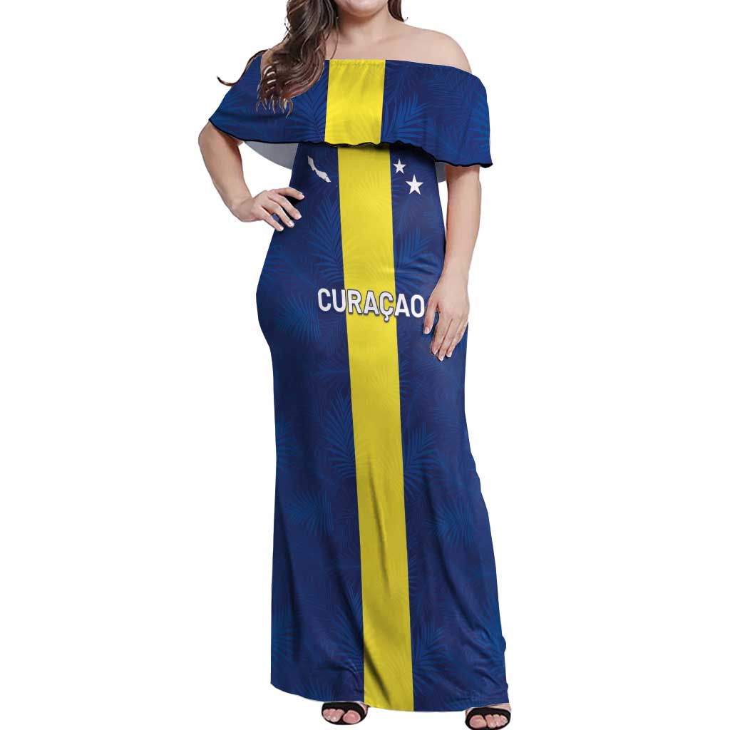 Custom Curacao Football Off Shoulder Maxi Dress Go Champions Flag Style - Wonder Print Shop