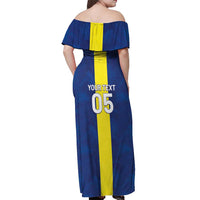 Custom Curacao Football Off Shoulder Maxi Dress Go Champions Flag Style - Wonder Print Shop