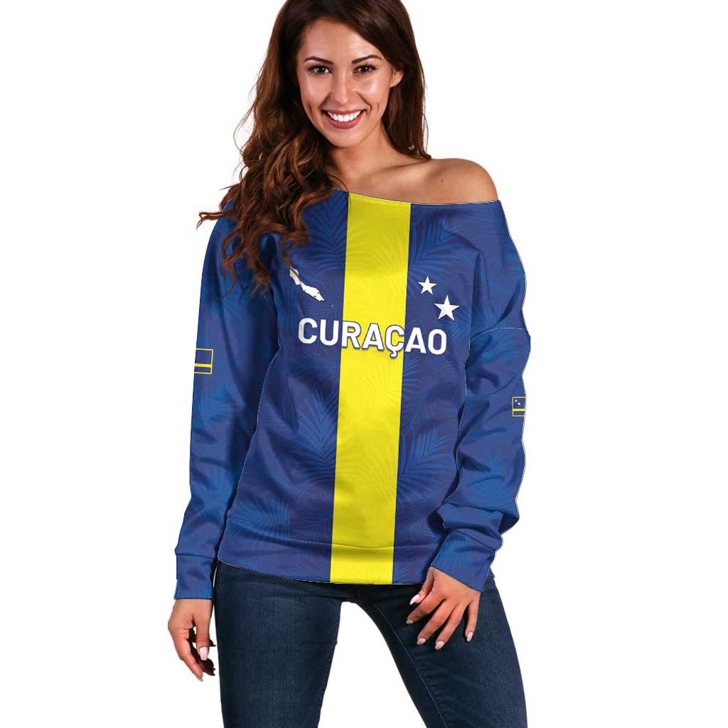 Custom Curacao Football Off Shoulder Sweater Go Champions Flag Style - Wonder Print Shop