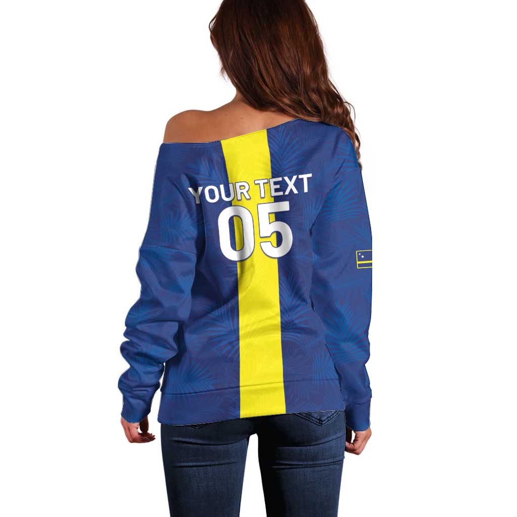 Custom Curacao Football Off Shoulder Sweater Go Champions Flag Style - Wonder Print Shop