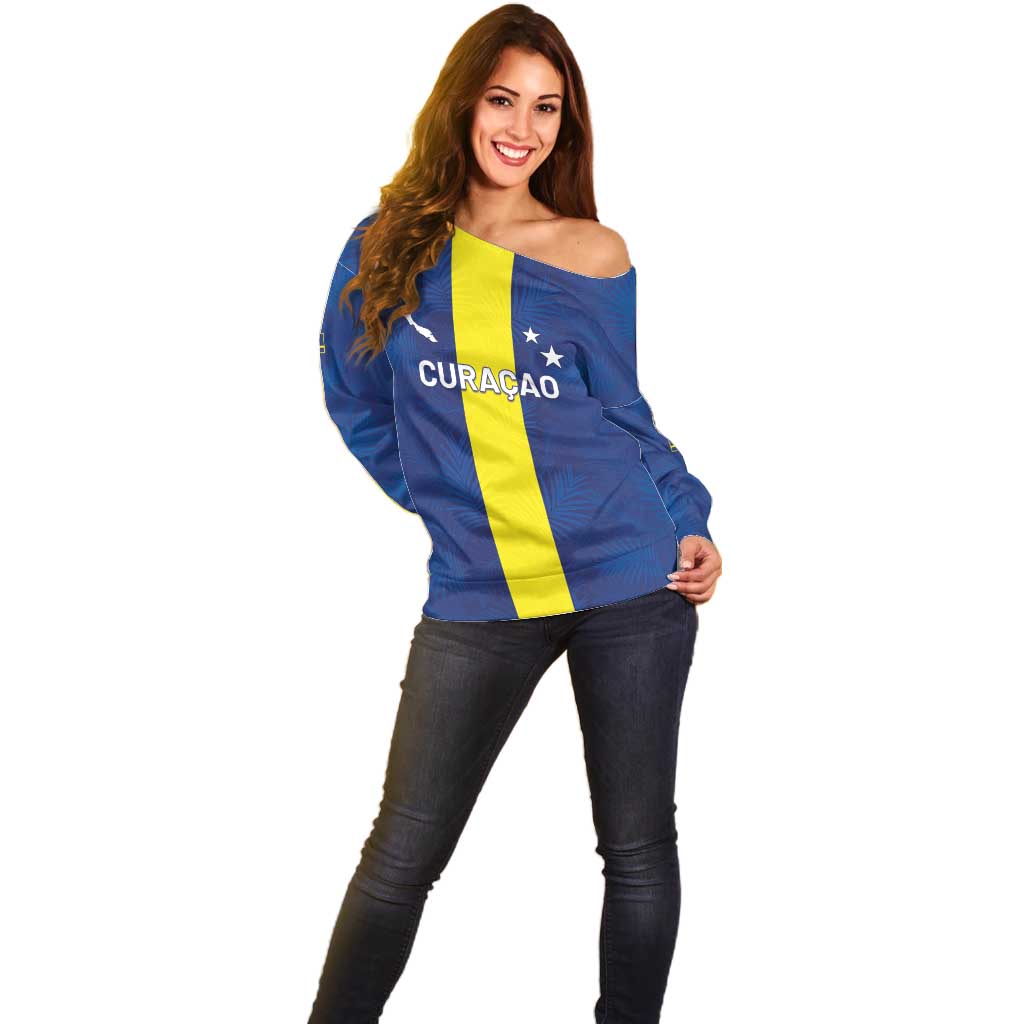 Custom Curacao Football Off Shoulder Sweater Go Champions Flag Style - Wonder Print Shop