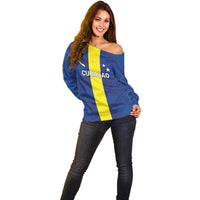 Custom Curacao Football Off Shoulder Sweater Go Champions Flag Style - Wonder Print Shop