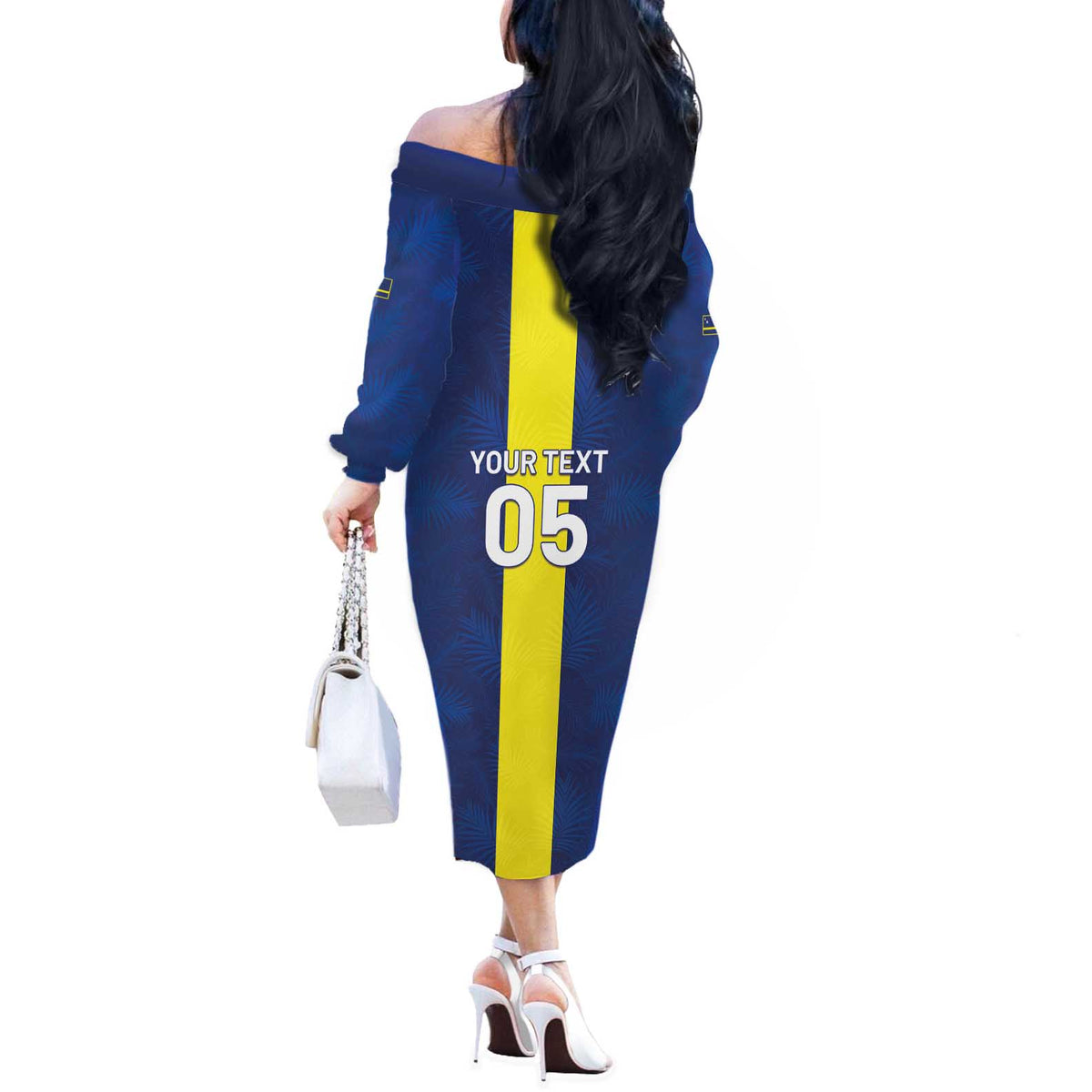 Custom Curacao Football Off The Shoulder Long Sleeve Dress Go Champions Flag Style - Wonder Print Shop