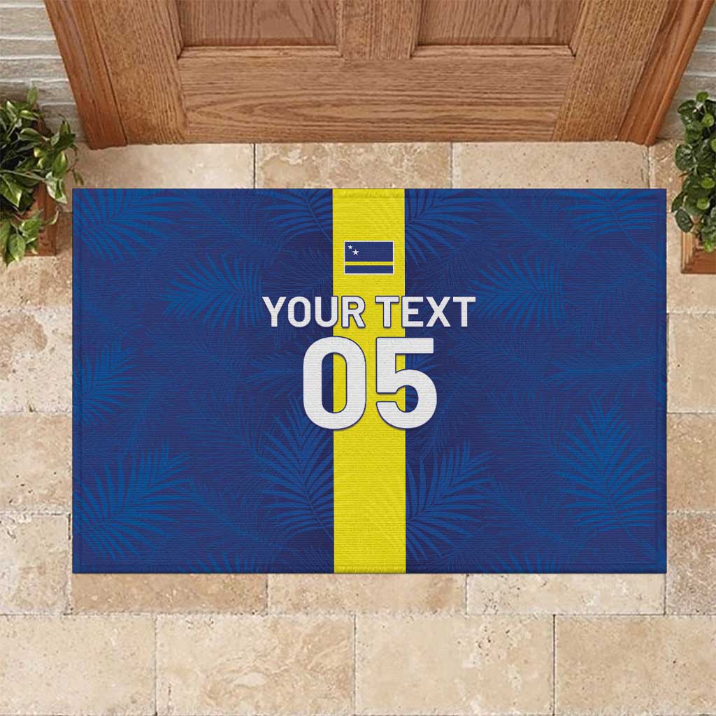 Custom Curacao Football Rubber Doormat Go Champions Flag Style - Wonder Print Shop