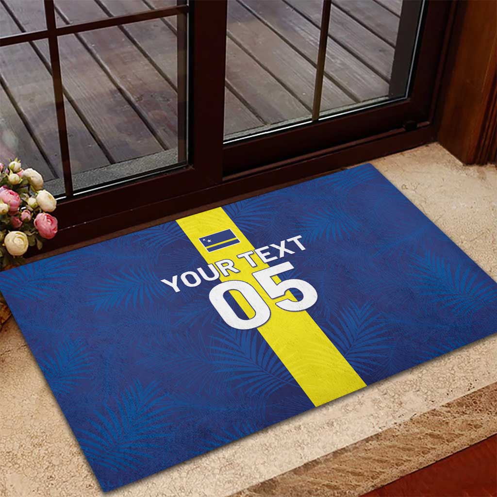 Custom Curacao Football Rubber Doormat Go Champions Flag Style - Wonder Print Shop