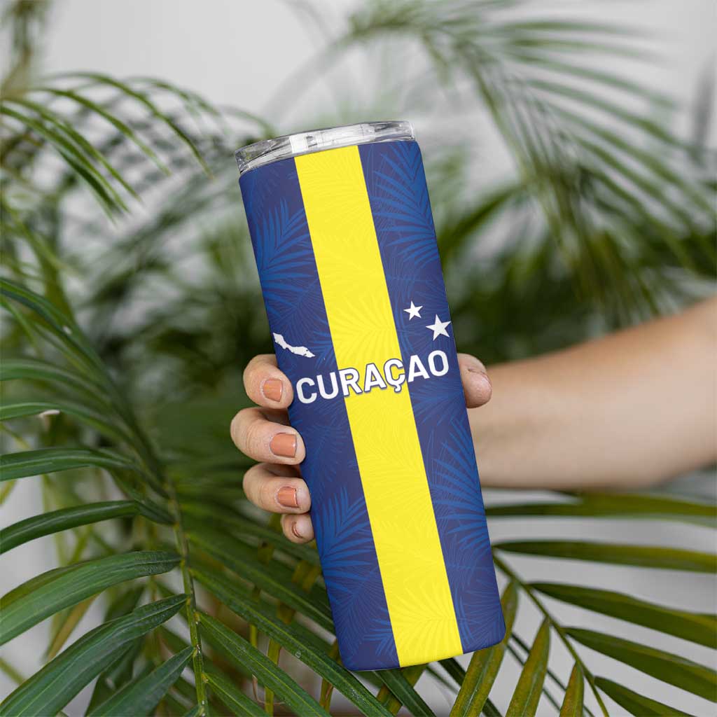 Custom Curacao Football Skinny Tumbler Go Champions Flag Style - Wonder Print Shop