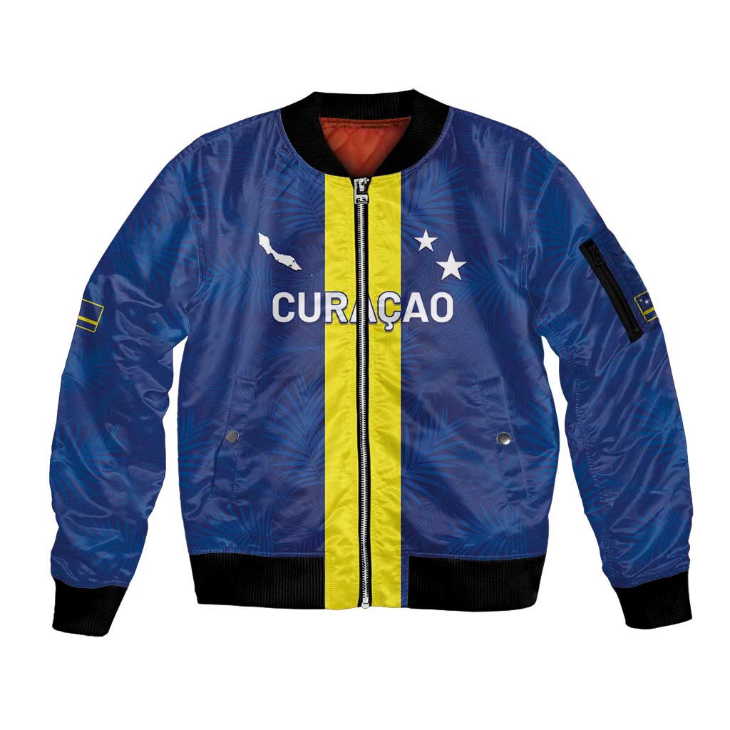 Custom Curacao Football Sleeve Zip Bomber Jacket Go Champions Flag Style - Wonder Print Shop