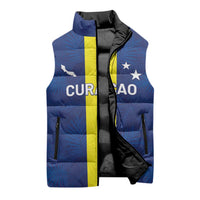 Custom Curacao Football Sleeveless Puffer Jacket Go Champions Flag Style - Wonder Print Shop