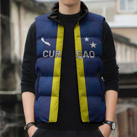 Custom Curacao Football Sleeveless Puffer Jacket Go Champions Flag Style - Wonder Print Shop