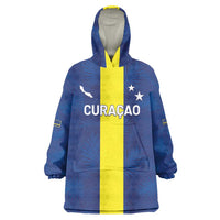 Custom Curacao Football Wearable Blanket Hoodie Go Champions Flag Style - Wonder Print Shop
