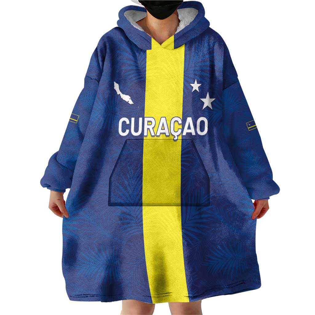 Custom Curacao Football Wearable Blanket Hoodie Go Champions Flag Style - Wonder Print Shop