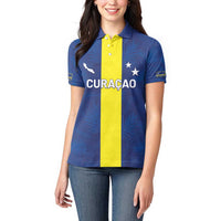 Custom Curacao Football Women Polo Shirt Go Champions Flag Style - Wonder Print Shop