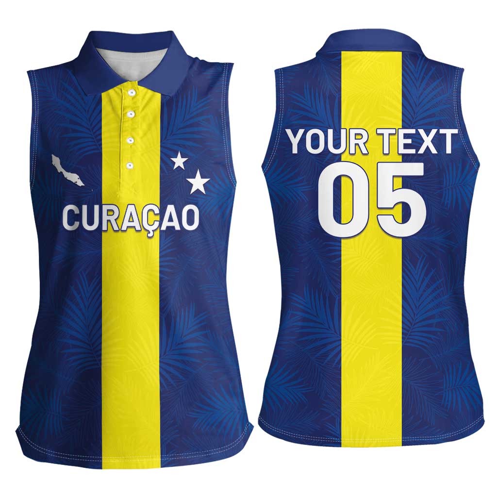 Custom Curacao Football Women Sleeveless Polo Shirt Go Champions Flag Style - Wonder Print Shop