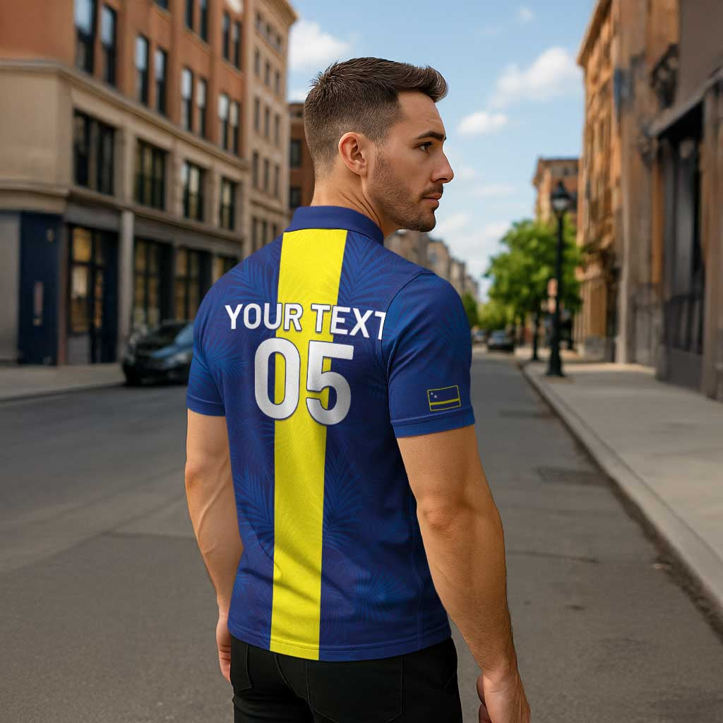 Custom Curacao Football Zipper Polo Shirt Go Champions Flag Style - Wonder Print Shop