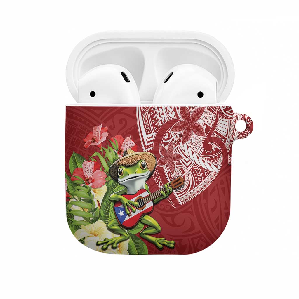 Puerto Rico Coqui Frog AirPods Case Tropical Flowers Polynesian Style - Wonder Print Shop