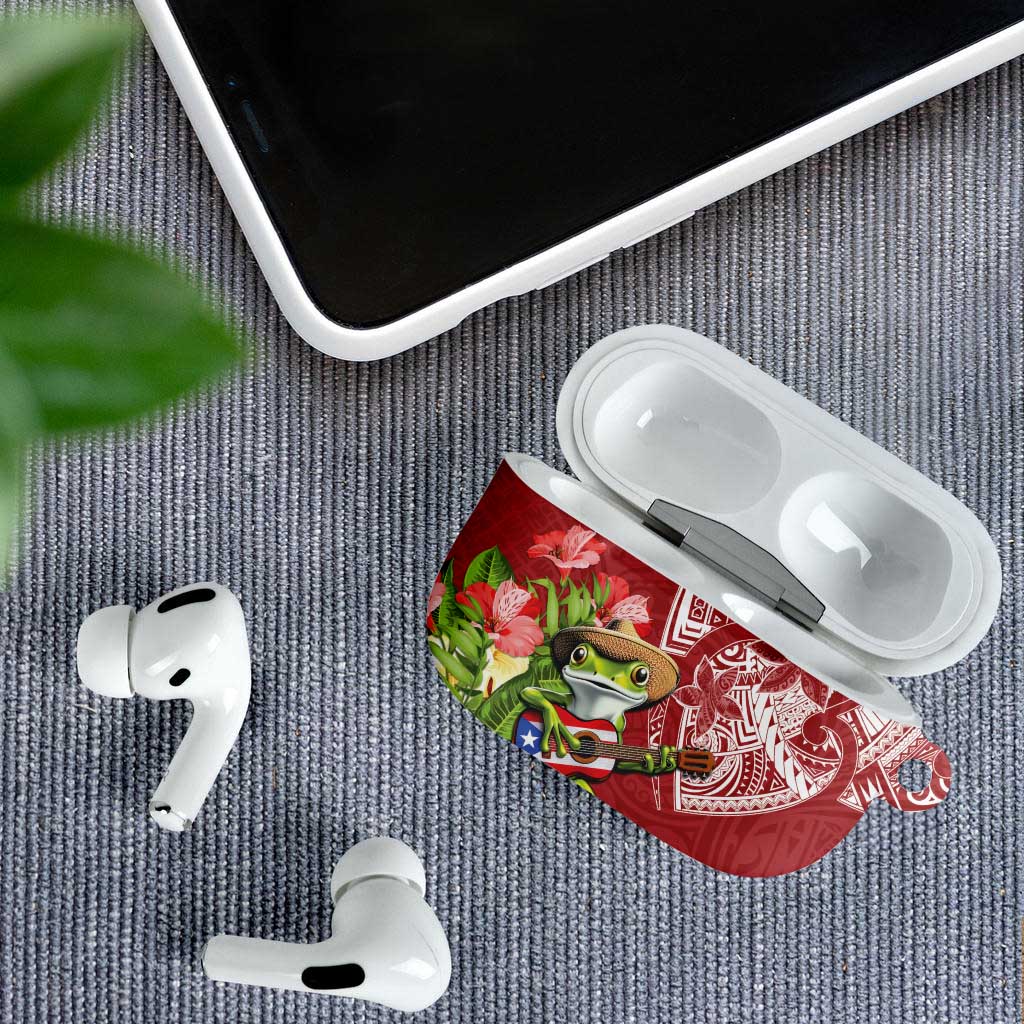 Puerto Rico Coqui Frog AirPods Case Tropical Flowers Polynesian Style - Wonder Print Shop